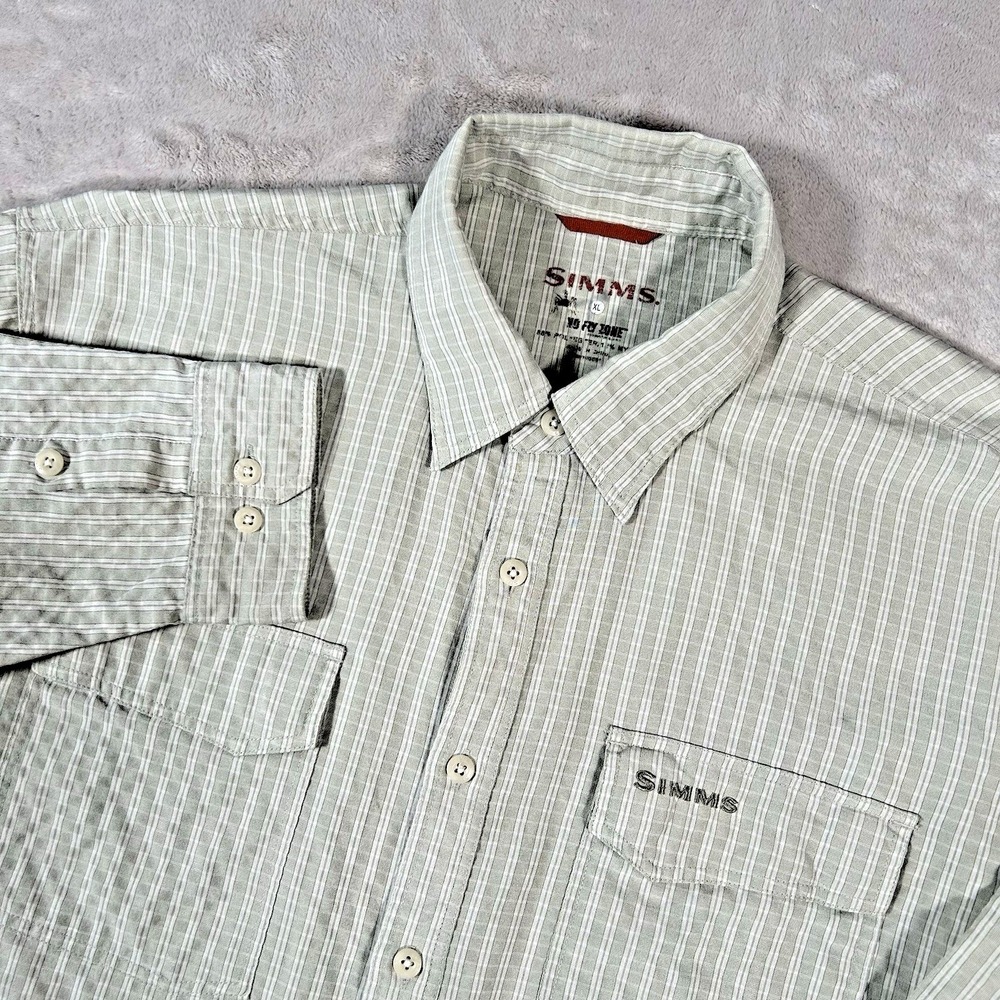 Simms No Fly Zone Shirt Mens XL Striped Long Sleeve Insect Repellent COR3 Top